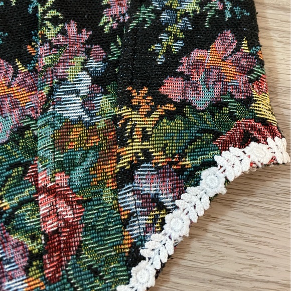 Floral tapestry lace-up corset vintage-style fairycore bustier tank top - Picture 4 of 10